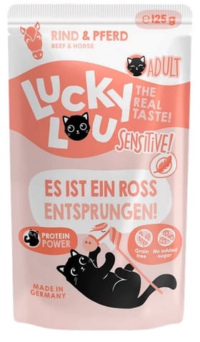 ⁨Lucky Lou Lifestage Sensitive Wołowina i konina saszetka 125g⁩ w sklepie Wasserman.eu