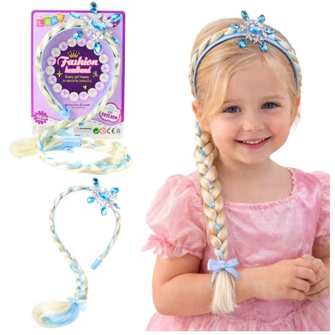 ⁨Opaska Z Długim Warkoczem Niebieska Wstążka Diamenty Śnieżynka 50 cm⁩ w sklepie Wasserman.eu