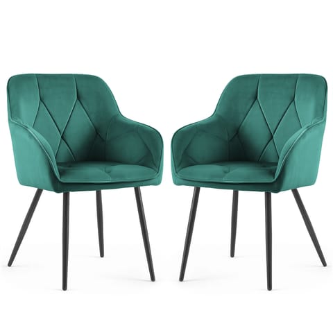 ⁨2x Welurowe krzesło tapicerowane pikowane Butelkowa Zieleń DIAMANTE Czarne nogi⁩ w sklepie Wasserman.eu