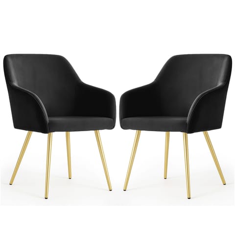 2x Welurowe krzesło tapicerowane gładkie Czarne ESTELLE Złote nogi w sklepie Wasserman.eu