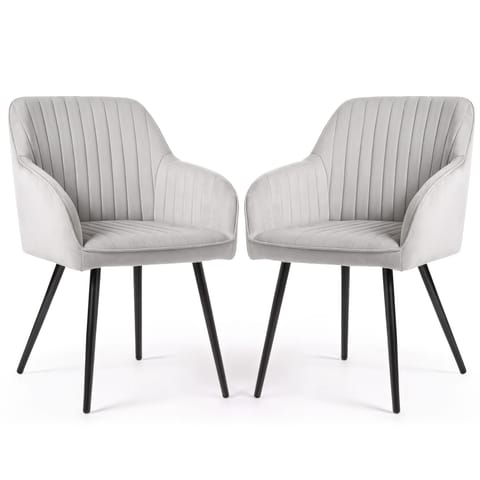 2x Welurowe krzesło tapicerowane z przeszyciami Szary FLORENCE Czarne nogi w sklepie Wasserman.eu