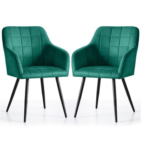2x Krzesło tapicerowane z przeszyciami kwadratowymi Butelkowa Zieleń LUXANO Czarne nogi w sklepie Wasserman.eu