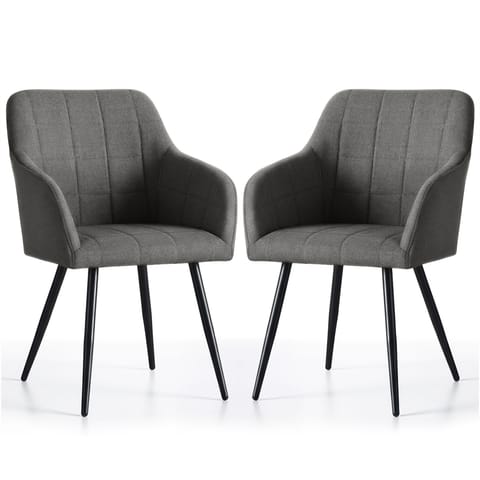 ⁨2x Krzesło tapicerowane z przeszyciami kwadratowymi Ciemny Grafit LUXANO Czarne nogi tkanina Lumos⁩ w sklepie Wasserman.eu