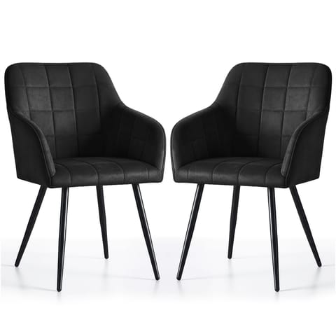 ⁨2x Krzesło tapicerowane z przeszyciami kwadratowymi Czarne LUXANO Czarne nogi⁩ w sklepie Wasserman.eu