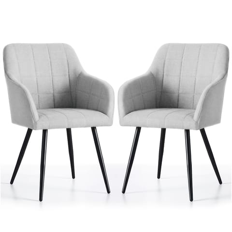 ⁨2x Krzesło tapicerowane z przeszyciami kwadratowymi Jasny Szary LUXANO Czarne nogi tkanina Lumos⁩ w sklepie Wasserman.eu