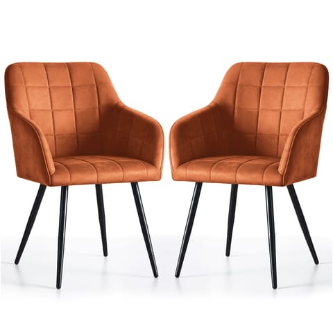 ⁨2x Krzesło tapicerowane z przeszyciami kwadratowymi Miedziane LUXANO Czarne nogi⁩ w sklepie Wasserman.eu