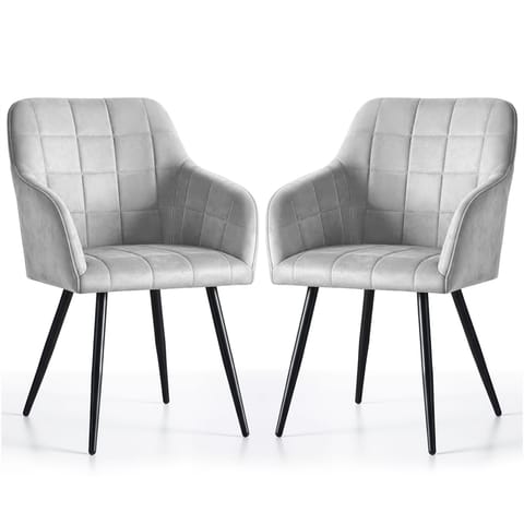 ⁨2x Krzesło tapicerowane z przeszyciami kwadratowymi Szare LUXANO Czarne nogi⁩ w sklepie Wasserman.eu