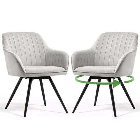 ⁨2x Welurowe krzesło obrotowe z przeszyciami Szare TURNO Czarne nogi⁩ w sklepie Wasserman.eu