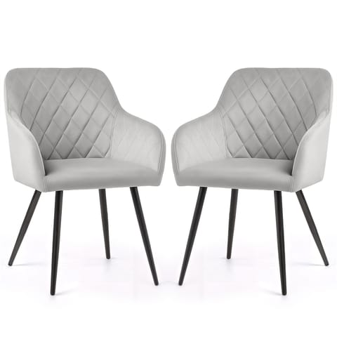 ⁨2x Welurowe krzesło tapicerowane pikowane w romby Szare VELTO Czarne nogi⁩ w sklepie Wasserman.eu