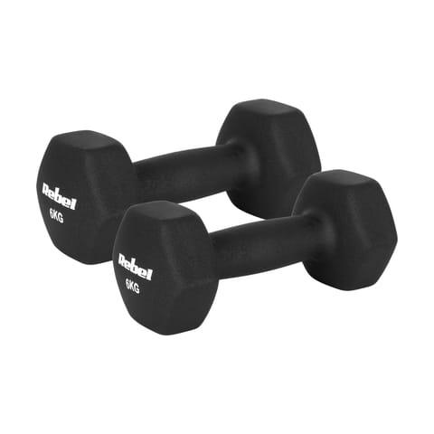 ⁨Hantelki żeliwne neoprenowe HEX 2x6kg, REBEL ACTIVE⁩ w sklepie Wasserman.eu