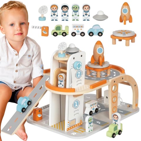 ⁨TOOKY TOY Drewniany Kosmiczny Parking  Stacja Kosmiczna⁩ w sklepie Wasserman.eu