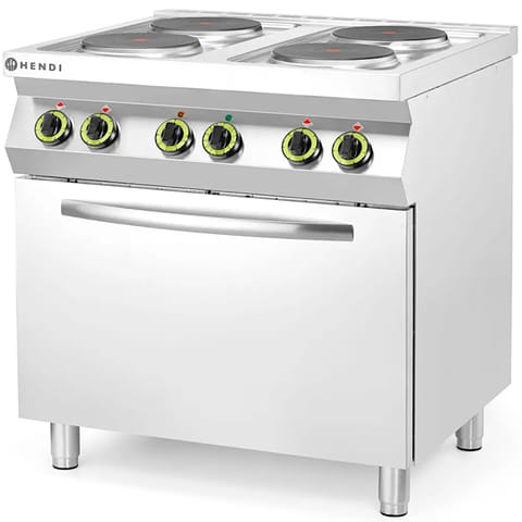 ⁨Kuchnia elektryczna 4 płyty z piekarnikiem konwekcyjnym GN1/1 Kitchen Line - Hendi 225936⁩ w sklepie Wasserman.eu