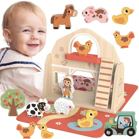 ⁨TOOKY TOY Drewniana Składana Farma w Walizce ze Zwierzątkami⁩ w sklepie Wasserman.eu