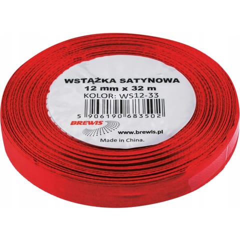⁨Wstążka satynowa 12mm/32m ws12-33 bordo BREWIS⁩ w sklepie Wasserman.eu