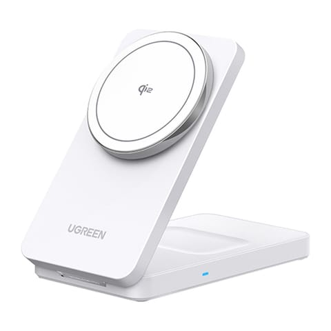 ⁨Magnetyczna ładowarka bezprzewodowa 2w1 UGREEN W706, MagSafe W706, 15W (biała)⁩ w sklepie Wasserman.eu