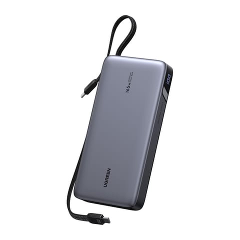 ⁨Powerbank 25000mAh Ugreen PB552, 165W, USB + USB-C, wbudowany kabel (szary)⁩ w sklepie Wasserman.eu