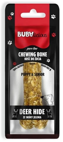 ⁨BUBAlicious Pure Line Kość do żucia Puppy & Senior ze skóry jelenia 12 cm [8711]⁩ w sklepie Wasserman.eu