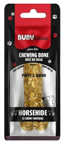⁨BUBAlicious Pure Line kość do żucia Puppy & Senior ze skóry końskiej 12 cm [8717]⁩ w sklepie Wasserman.eu