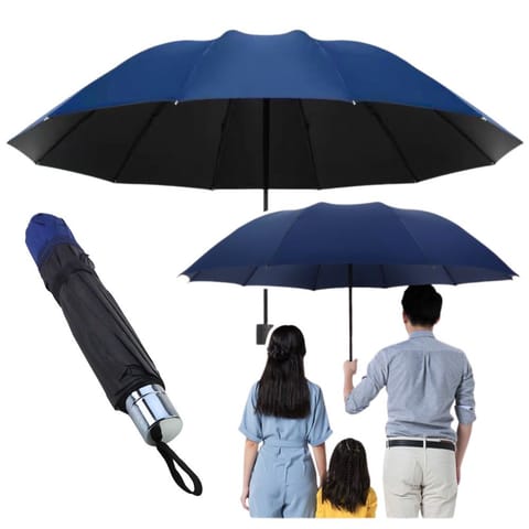 ⁨Duży Parasol Składany 12-Żebrowy Pokrowiec Granatowy 110 cm⁩ w sklepie Wasserman.eu