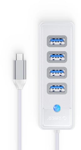 ⁨Hub USB Orico USB-C 4x USB-A 3.1 biały⁩ w sklepie Wasserman.eu