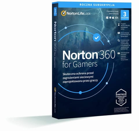 ⁨Norton 360 for Gamers BOX PL 3-urządzenia, 12-miesięcy⁩ w sklepie Wasserman.eu