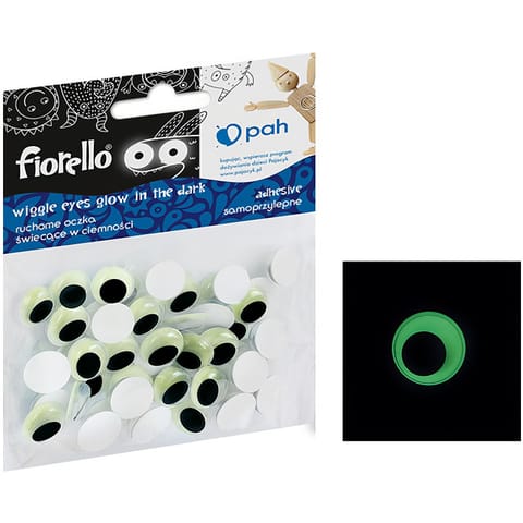 ⁨Oczka ruchome samoprzylepne świecące w ciemności 12mm (50 sztuk) FIORELLO GR-KE50-12F 170-2560⁩ w sklepie Wasserman.eu