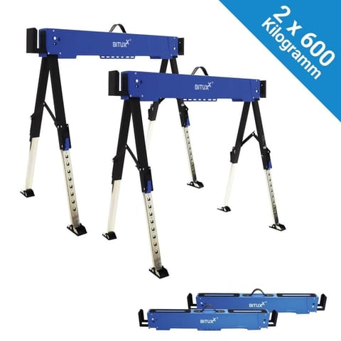 ⁨Kozioł roboczy składany regulowany 600 kg 62-87 cm zestaw 2 szt.⁩ w sklepie Wasserman.eu