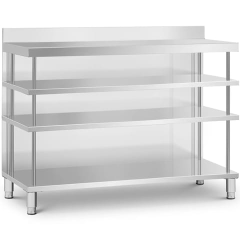 ⁨Stół blat barowy roboczy gastronomiczny z rantem 4 półki STAL 150 x 60 x 105 cm⁩ w sklepie Wasserman.eu