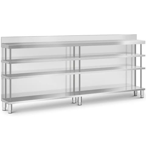 ⁨Stół blat barowy roboczy gastronomiczny z rantem 4 półki STAL 250 x 30 x 105 cm⁩ w sklepie Wasserman.eu