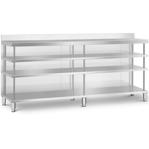 ⁨Stół blat barowy roboczy gastronomiczny z rantem 4 półki STAL 250 x 60 x 105 cm⁩ w sklepie Wasserman.eu