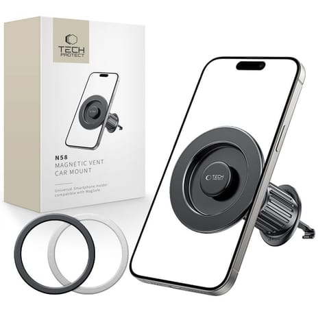 ⁨Uchwyt samochodowy do smartfona na kratkę nawiewu MagSafe N58 - czarny⁩ w sklepie Wasserman.eu