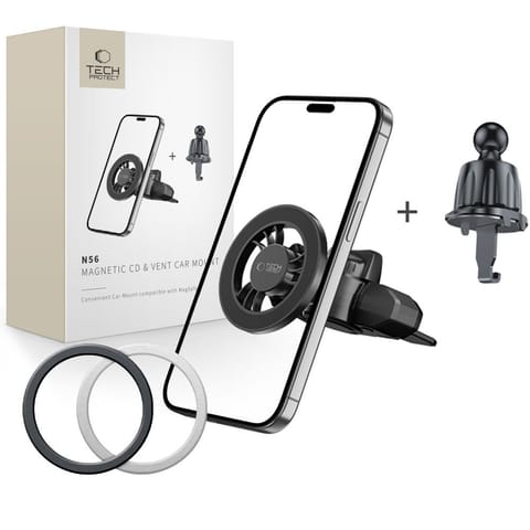 ⁨Uchwyt samochodowy do smartfona montowany do slotu CD MagSafe N56 - czarny⁩ w sklepie Wasserman.eu