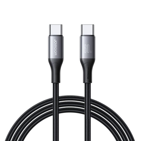 ⁨Kabel przewód S-A28 z oplotem USB-C 60W 2m - czarny⁩ w sklepie Wasserman.eu