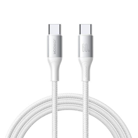 ⁨Kabel przewód S-A28 z oplotem USB-C 60W 1m - biały⁩ w sklepie Wasserman.eu