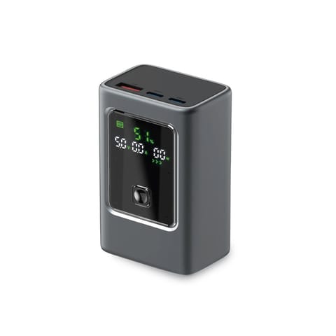 ⁨Powerbank z wyświetlaczem 10000mAh PD 35W LCD - szary⁩ w sklepie Wasserman.eu