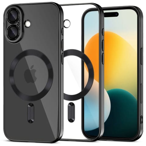 ⁨Etui pokrowiec case na iPhone 17 MagSafe MagFlex - przezroczysto-czarne⁩ w sklepie Wasserman.eu
