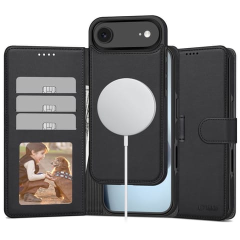 ⁨Etui pokrowiec z klapką miejscem na karty do iPhone 17 Air MagSafe Wallet - czarny mat⁩ w sklepie Wasserman.eu