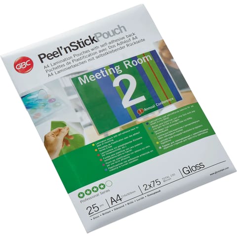 ⁨Samoprzylepna folia do laminacji GBC Peel`nStick A4 75 mic. 25szt. 3747527⁩ w sklepie Wasserman.eu