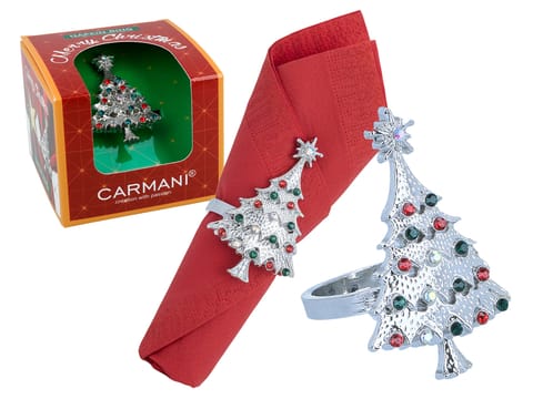 ⁨Napkin ring - Christmas tree, silver⁩ at Wasserman.eu