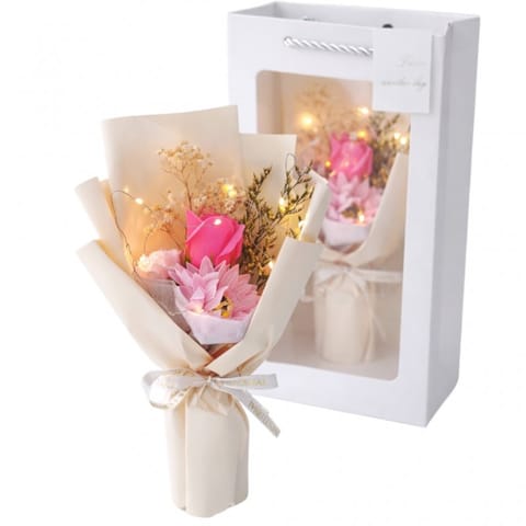 ⁨Bukiet zapachowych kwiatów mydlanych w pudełku na prezent, świecące LED BUK17R⁩ w sklepie Wasserman.eu