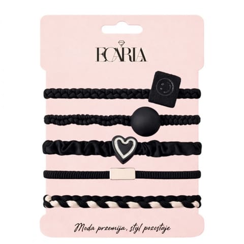 ⁨Zestaw frotek gumek 5w1 na plakietce, czarne SMILE, serce GUM185CZ⁩ w sklepie Wasserman.eu