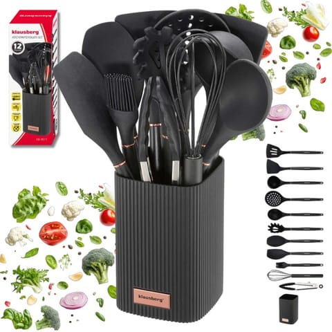 ⁨ZESTAW 12 SILIKONOWYCH PRZYBORÓW KUCHENNYCH W STOJAKU KLAUSBERG KB-9011⁩ w sklepie Wasserman.eu