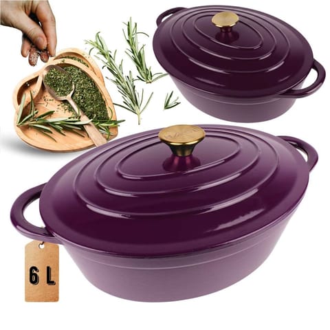 ⁨EMALIOWANA BRYTFANNA ŻELIWNA GĘSIARKA 6L HAGE EGGPLANT⁩ w sklepie Wasserman.eu