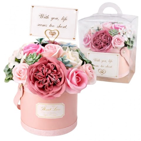 ⁨Flower box, bukiet zapachowych kwiatów mydlanych w pudełku 21х22cm BUK10R⁩ w sklepie Wasserman.eu