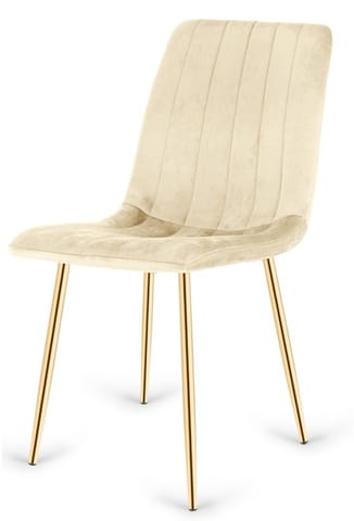 ⁨Krzesło tapicerowane AURORA VELVET BEIGE GOLD⁩ w sklepie Wasserman.eu