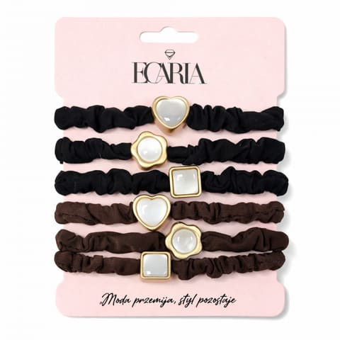 ⁨Zestaw frotek gumek 6w1 na plakietce, czarne i brązowe z masa perłową GUM187⁩ w sklepie Wasserman.eu