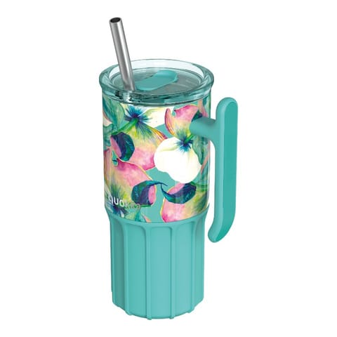 ⁨Quokka Umi - Kubek termiczny ze stali nierdzewnej 720 ml ze słomką i silikonową podstawką (Waterfall Garden)⁩ w sklepie Wasserman.eu