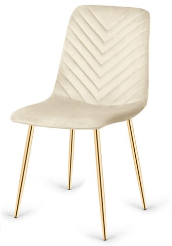 ⁨Krzesło tapicerowane TRIO VELVET BEIGE GOLD⁩ w sklepie Wasserman.eu
