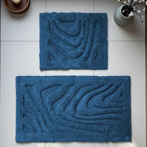 ⁨Komplet łazienkowy BOSTON 11 NAVY 60x100 cm i 50x60 cm granatowy⁩ w sklepie Wasserman.eu