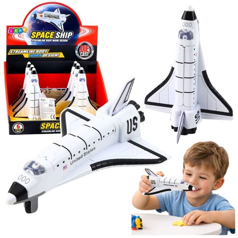 ⁨Statek Kosmiczny Metalowy Napęd Pull-Back Otwierany Biały⁩ w sklepie Wasserman.eu